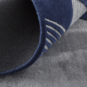 HomeRoots 4' Blue and Silver Geometric Wool Area Rug - Hand-Tufted, Modern Design for Cozy Living Spaces 10' X 14' 514594