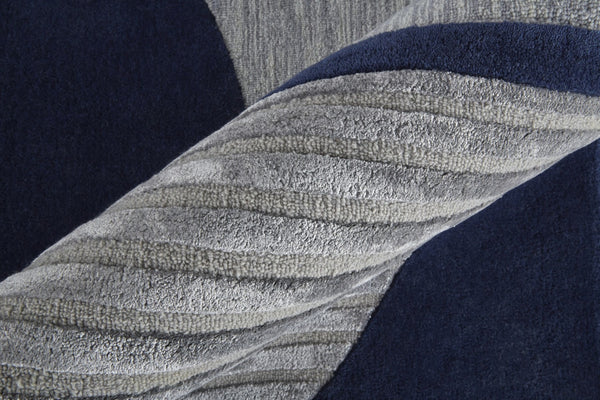 HomeRoots 4' Blue and Silver Geometric Wool Area Rug - Hand-Tufted, Modern Design for Cozy Living Spaces 12' X 15' 514595