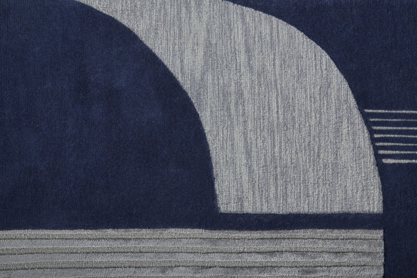 HomeRoots 4' Blue and Silver Geometric Wool Area Rug - Hand-Tufted, Modern Design for Cozy Living Spaces 12' X 15' 514595