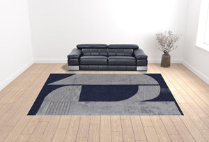 HomeRoots 4' Blue and Silver Geometric Wool Area Rug - Hand-Tufted, Modern Design for Cozy Living Spaces 12' X 15' 514595