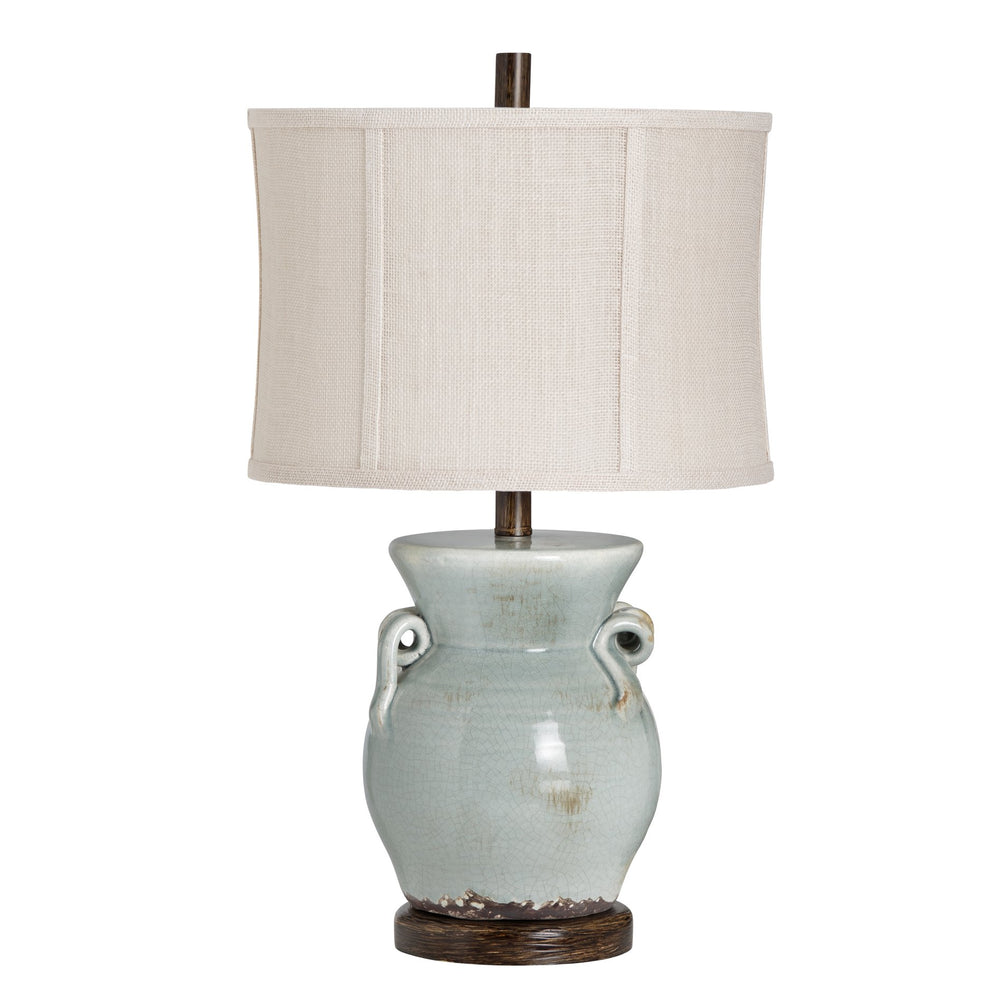 Crestview Collection 24.75"H Rustic Ceramic Table Lamp With Antique Charm, Oatmeal Shade & Versatile 3-way Socket   Cvap2908