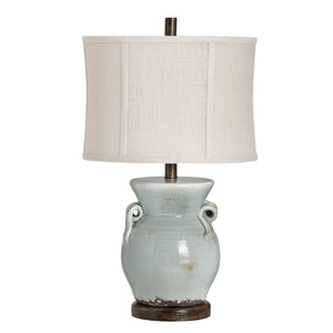 Crestview Collection 24.75"H Rustic Ceramic Table Lamp With Antique Charm, Oatmeal Shade & Versatile 3-way Socket   Cvap2908