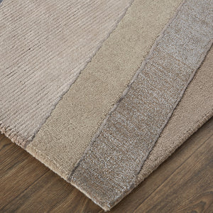 Homeroots 5' X 8' Tan Brown And Blue Wool Geometric Tufted Handmade Area Rug Tan,Brown,Blue Wool 514598
