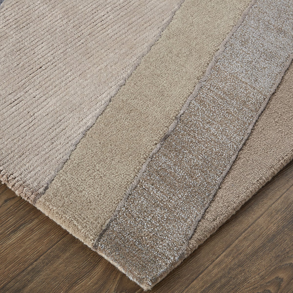 Homeroots 5' X 8' Tan Brown And Blue Wool Geometric Tufted Handmade Area Rug Tan,Brown,Blue Wool 514598