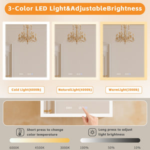 English Elm Wall Mounted Aluminum Medicine Cabinet with Led Lighting Anti-fog Mirror and Shelves W5609P461386