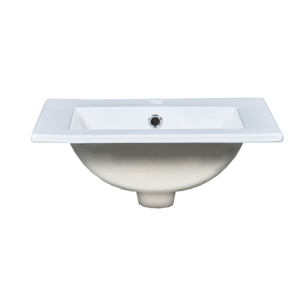 English Elm 18-Inch Modern Bathroom Vanity with Sink Compact Retro Design Durable MDF & Solid Wood Legs Storage-Friendly White N710P257401K
