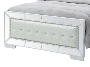 English Elm Elegant Silver Champagne Contemporary Bed with White Particle Board, 64"H x 65"W x 92"D, Sturdy Modern Design B078S00468