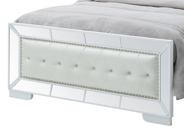 English Elm Elegant Silver Champagne Contemporary Bed with White Particle Board, 64"H x 65"W x 92"D, Sturdy Modern Design B078S00468