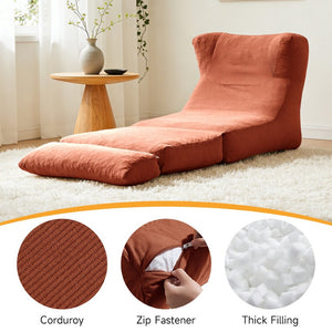 English Elm Cloud Corduroy Sleeper Chair Foldable High Density Foam Seat for Small Space Living Orange W1765P448612