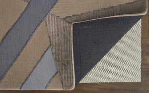 Homeroots 9' X 12' Tan Brown And Blue Wool Geometric Tufted Handmade Area Rug Tan,Brown,Blue Wool 514600