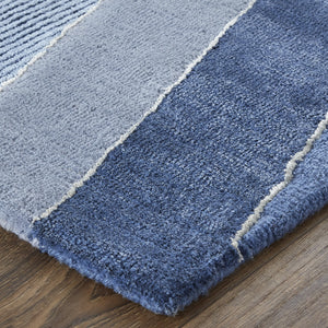 Homeroots 5' X 8' Blue And Silver Wool Geometric Tufted Handmade Area Rug Blue,Silver Wool 514605
