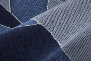 Homeroots 9' X 12' Blue And Silver Wool Geometric Tufted Handmade Area Rug Blue,Silver Wool 514607