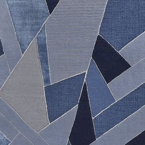 Homeroots 12' X 15' Blue And Silver Mosaic Hand Tufted Area Rug Blue,Silver Wool Blend 514609