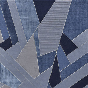 Homeroots 2' X 3' Blue And Silver Mosaic Hand Tufted Area Rug Blue,Silver Wool Blend 514610