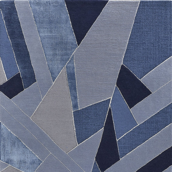 Homeroots 2' X 3' Blue And Silver Mosaic Hand Tufted Area Rug Blue,Silver Wool Blend 514610