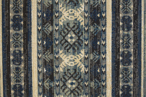 Homeroots 7' X 10' Blue Tan And Black Geometric Power Loom Distressed Stain Resistant Area Rug Blue,Tan,Black Polypropylene 514613