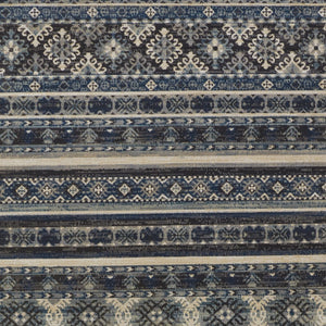 Homeroots 10' X 13' Blue Tan And Black Geometric Power Loom Distressed Stain Resistant Area Rug Blue,Tan,Black Polypropylene 514615