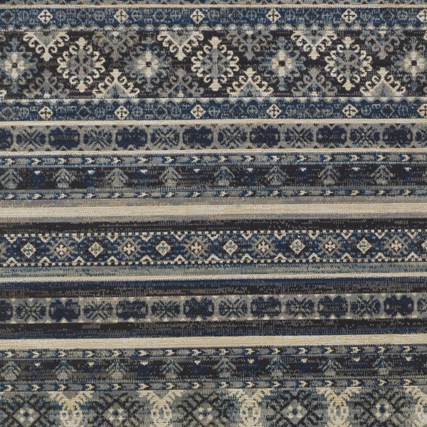 Homeroots 10' X 13' Blue Tan And Black Geometric Power Loom Distressed Stain Resistant Area Rug Blue,Tan,Black Polypropylene 514615