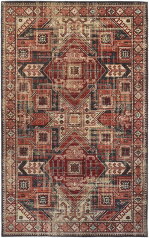 HomeRoots 10' Striking Red Tan and Black Abstract Area Rug - Durable, Stain Resistant Design for High-Traffic Rooms 10' X 13' 514636
