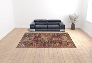 HomeRoots 10' Striking Red Tan and Black Abstract Area Rug - Durable, Stain Resistant Design for High-Traffic Rooms 10' X 13' 514636
