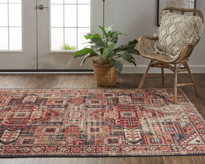 HomeRoots 10' Striking Red Tan and Black Abstract Area Rug - Durable, Stain Resistant Design for High-Traffic Rooms 10' X 13' 514636