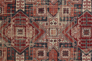 HomeRoots 10' Striking Red Tan and Black Abstract Area Rug - Durable, Stain Resistant Design for High-Traffic Rooms 10' X 13' 514636