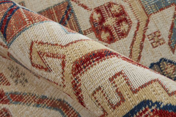 Homeroots 5' X 8' Ivory Red And Tan Abstract Power Loom Distressed Stain Resistant Area Rug Ivory,Red,Tan Polypropylene 514646