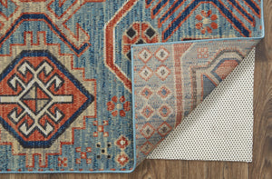 Homeroots 10' X 13' Blue Red And Tan Abstract Power Loom Distressed Stain Resistant Area Rug Blue,Red,Tan Polypropylene 514656