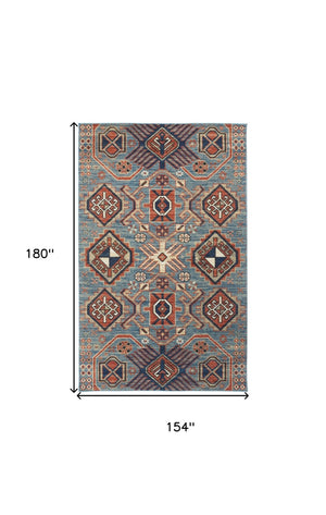 HomeRoots 10' Southwestern Distressed Area Rug in Red and Ivory – Durable, Stain-Resistant for High-Traffic Homes 13' X 15' 514658