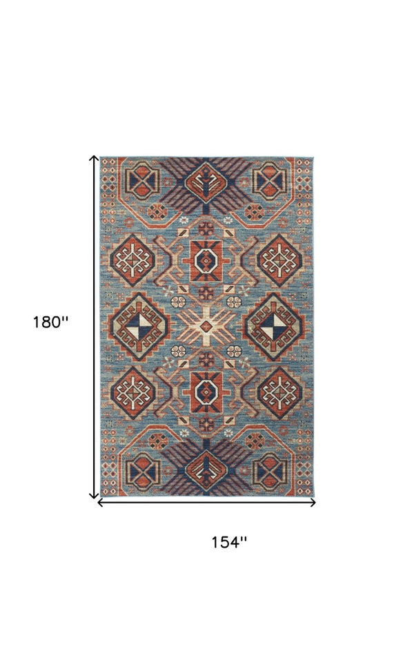 HomeRoots 10' Southwestern Distressed Area Rug in Red and Ivory – Durable, Stain-Resistant for High-Traffic Homes 13' X 15' 514658