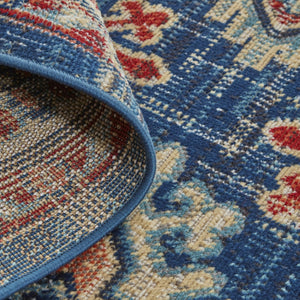 HomeRoots 13' Southwestern Distressed Area Rug - Earthy Blue, Red, and Ivory Design for Family-Friendly Spaces 13' X 15' 514665