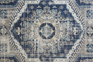 Homeroots 13' X 15' Blue And Ivory Abstract Power Loom Distressed Area Rug Blue,Ivory Polypropylene 514672