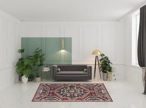 Homeroots 7' X 10' Red Gray And Tan Abstract Power Loom Distressed Stain Resistant Area Rug Red,Gray,Tan Polypropylene 514675