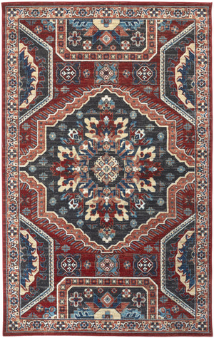 Homeroots 13' X 15' Abstract Power Loom Distressed Area Rug Red,Gray,Tan Polypropylene 514679