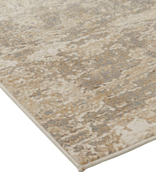 HomeRoots 4' Contemporary Tan Ivory and Brown Abstract Area Rug for Modern Living Spaces and Comfort 5' X 8' 514688