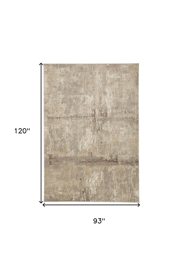HomeRoots 4' Contemporary Tan Ivory and Brown Abstract Area Rug for Modern Living Spaces and Comfort 8' X 10' 514689