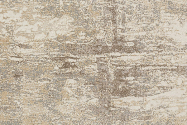 HomeRoots 4' Contemporary Tan Ivory and Brown Abstract Area Rug for Modern Living Spaces and Comfort 9' X 12' 514690
