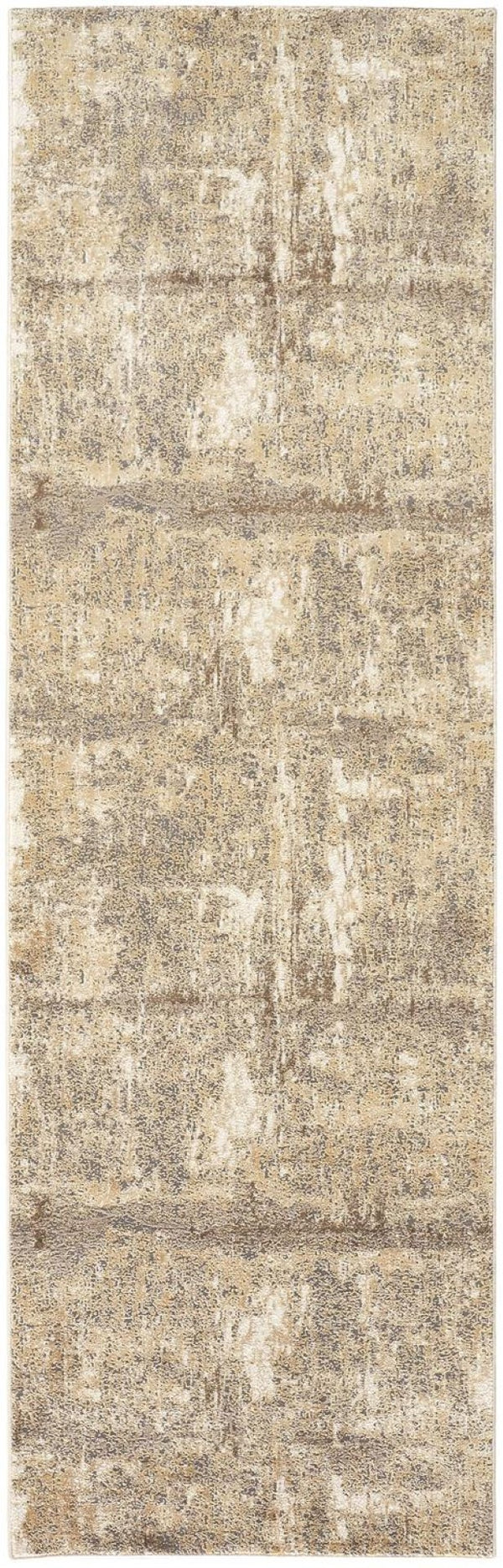 HomeRoots 4' Contemporary Tan Ivory and Brown Abstract Area Rug for Modern Living Spaces and Comfort 8' Runner 514692