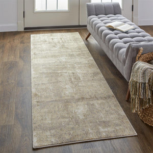 HomeRoots 4' Contemporary Tan Ivory and Brown Abstract Area Rug for Modern Living Spaces and Comfort 8' Runner 514692