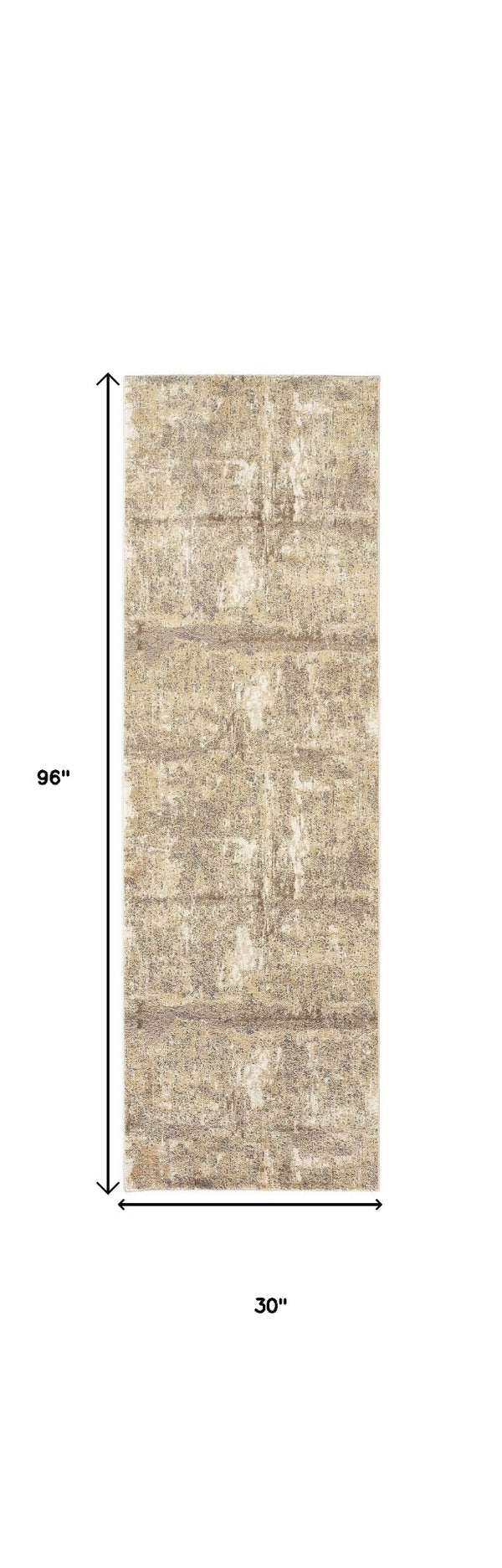 HomeRoots 4' Contemporary Tan Ivory and Brown Abstract Area Rug for Modern Living Spaces and Comfort 8' Runner 514692