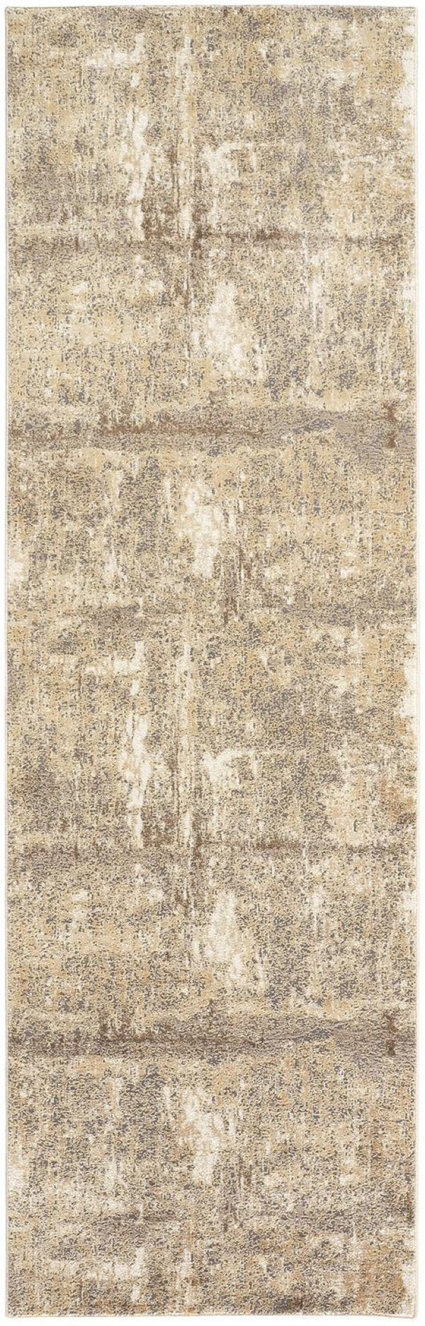 HomeRoots 4' Contemporary Tan Ivory and Brown Abstract Area Rug for Modern Living Spaces and Comfort 8' Runner 514692