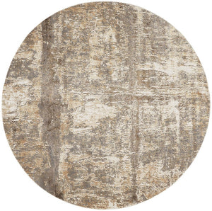 HomeRoots 8' Abstract Area Rug in Tan, Ivory & Brown – Modern Design with Non-Slip Backing for Comfort & Style 8' Round 514694