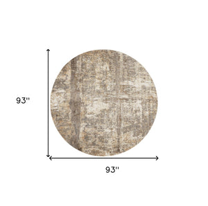 HomeRoots 8' Abstract Area Rug in Tan, Ivory & Brown – Modern Design with Non-Slip Backing for Comfort & Style 8' Round 514694