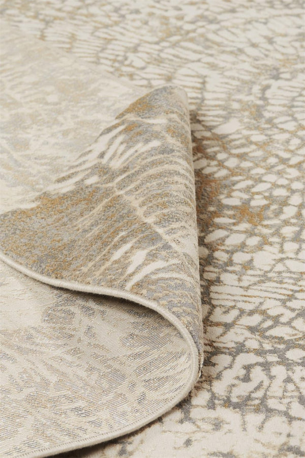 HomeRoots 4' Contemporary Gray Ivory and Tan Abstract Area Rug - Soft Viscose, Durable Design for Modern Spaces 4' X 6' 514695