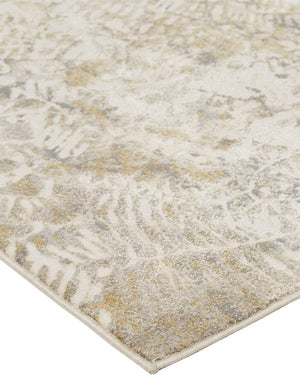 HomeRoots 4' Contemporary Gray Ivory and Tan Abstract Area Rug - Soft Viscose, Durable Design for Modern Spaces 5' X 8' 514696