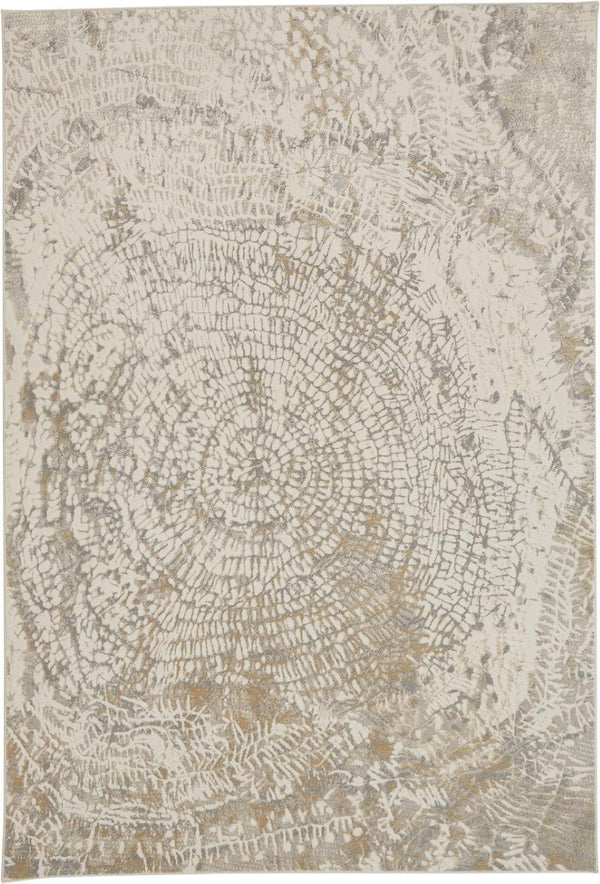 HomeRoots 4' Contemporary Gray Ivory and Tan Abstract Area Rug - Soft Viscose, Durable Design for Modern Spaces 8' X 10' 514697