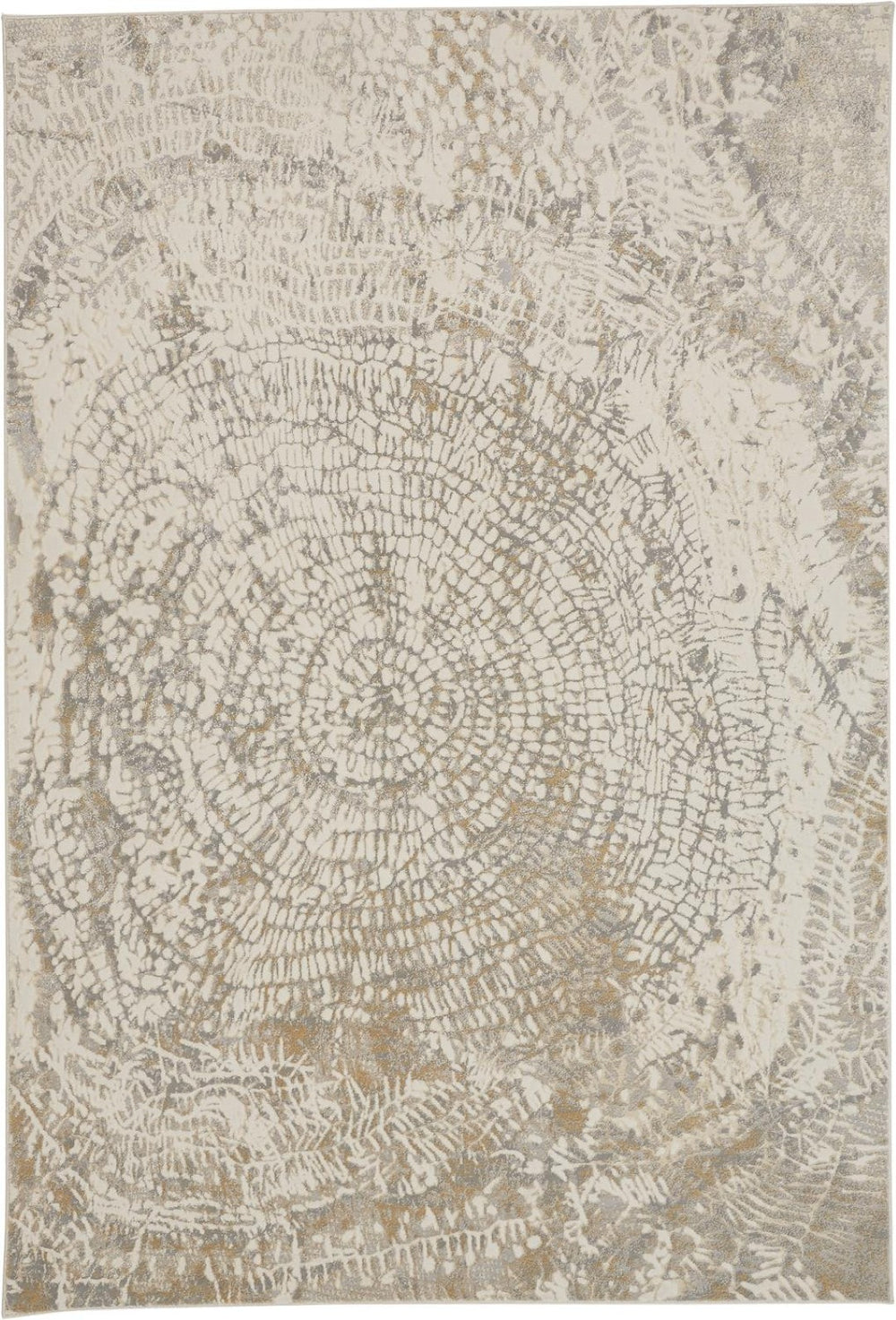 HomeRoots 4' Contemporary Gray Ivory and Tan Abstract Area Rug - Soft Viscose, Durable Design for Modern Spaces 9' X 12' 514698