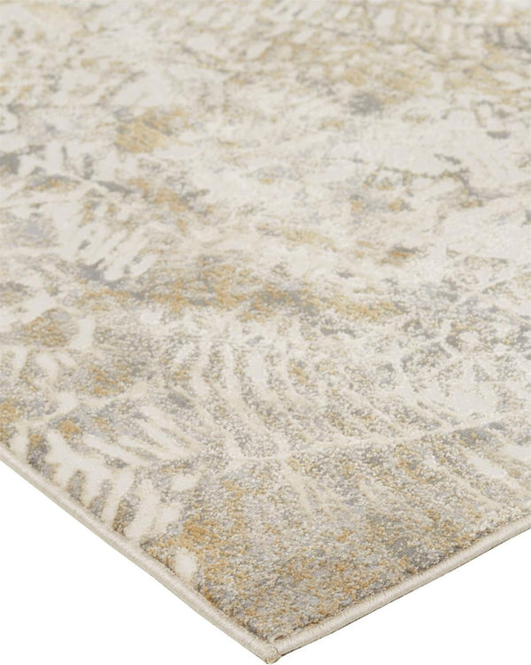 HomeRoots 4' Contemporary Gray Ivory and Tan Abstract Area Rug - Soft Viscose, Durable Design for Modern Spaces 10' X 14' 514699