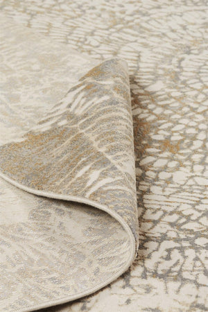 HomeRoots 4' Contemporary Gray Ivory and Tan Abstract Area Rug - Soft Viscose, Durable Design for Modern Spaces 10' X 14' 514699