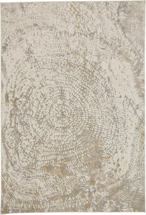 HomeRoots 4' Contemporary Gray Ivory and Tan Abstract Area Rug - Soft Viscose, Durable Design for Modern Spaces 10' X 14' 514699